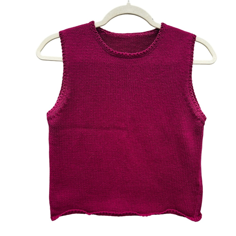 Eileen Fisher Vintage Pink Cotton Knit Sweater Tank Quiet Luxury Grandma 90s S